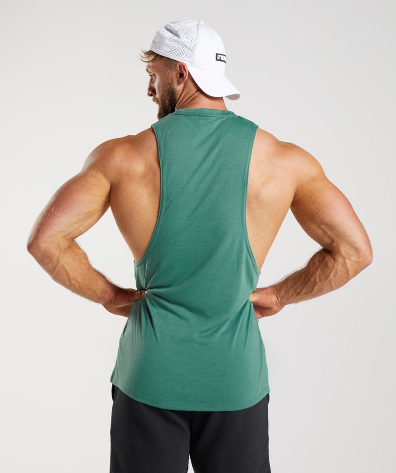 Men's Gymshark Legacy Drop Arm Tanks Green | NZ 5LSOWQ